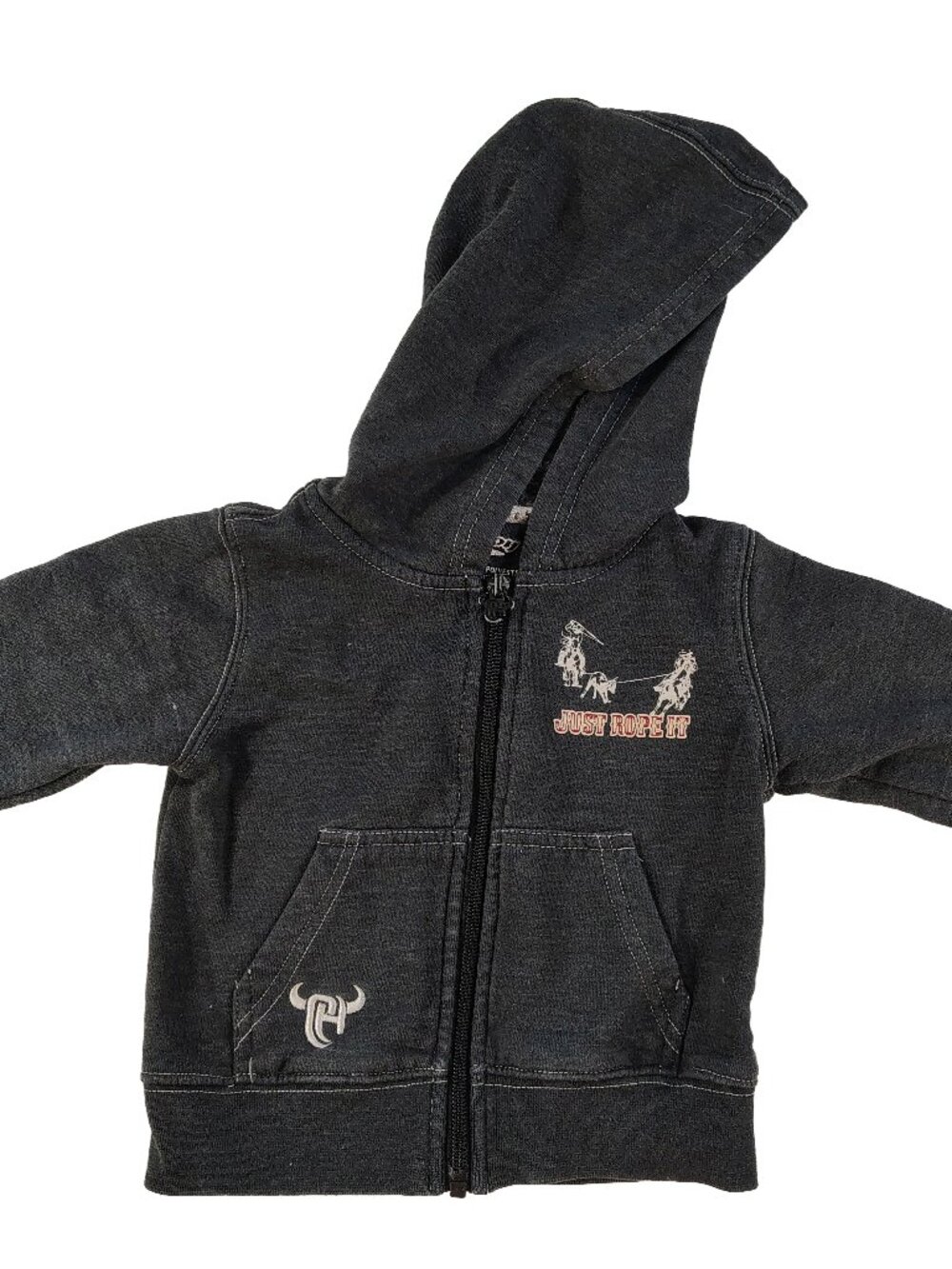 Boy's Dark Gray 2T Full Zip Cowboy Hardware Western Style Hoodie